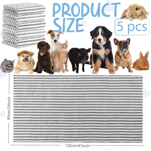 Hahafelt 5 Pcs Waterproof Guinea Pig Fleece Bedding Blankets Absorbent Guinea Pig Cage Liner Washable Small Animal Pee Pad Reusable Pet Blanket Wash Cloth Bedding Mat Pad (Gray,47 x 24 Inch) - color: Gray, size: 47 x 24 Inch