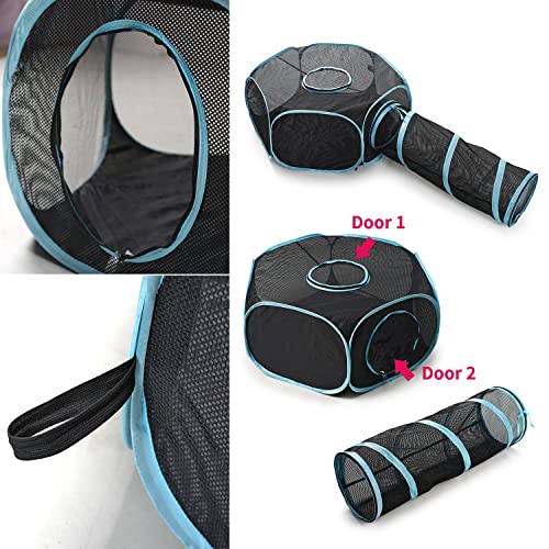 INTURN Cat Furniture Tent for Indoor and Outdoor Playpen Portable Cat Tunnels, Outdoor Kennel (Hexagon + Tunnel) - color: Hexagon + Tunnel