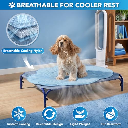 PetAmi Dog Cooling Mat, Cloud Shape, Pet Pad with Cooling Nylon & Soft Fleece, Q-Max > 0.4 Reversible All Season Blanket for Dogs & Cats, Small 30x40 in, Light Blue - color: Light Blue, size: Small