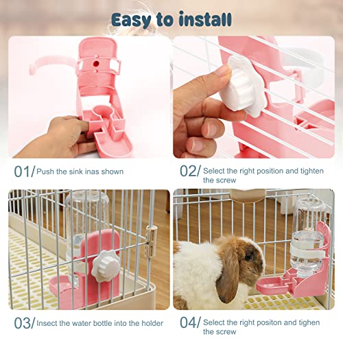 Rypet Rabbit Water Bottle No-Drip, Bunny Guinea Pig Water Dispenser(Pink) | 17 oz 500mL Capacity, Inside&Outside Mount, No Noise, Bunny Chinchilla Guinea Pig Hedgehog Ferret - color: Pink