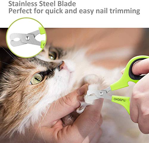 Pet Nail Clippers, Update Version Cat & Kitten Claw Nail Clippers for Trimming, Professional Pet Nail Clippers Best for a Cat, Puppy,Rabbit, Kitten & Small Dog,Sharp & Safe (Green) - color: Green