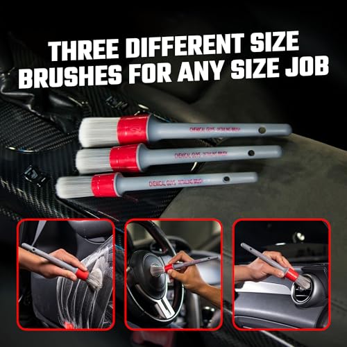 Chemical Guys, All in the Details Interior Detailing Brush Set, 3-Piece | Three soft, durable brushes reach vents, consoles, buttons and trim to lift dust and grime from tight spots - style: Interior Brushes