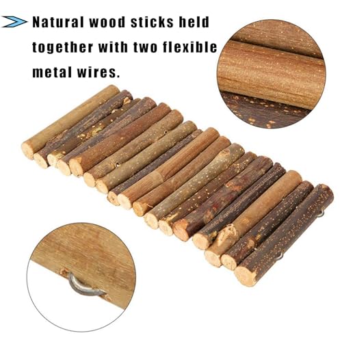 Hamiledyi 4PCS Hamster Bridge Wooden Bridge Toy Rat Ladder Natural Wooden Hideout Tunnel Ladder Hamster Cage Accessories Chew Toys for Guinea Pig Rat Chinchilla Reptile - size: 8.7" × 3.95" (4 pcs)