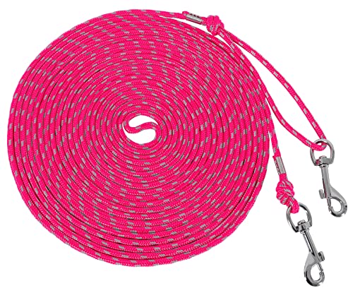 Reflective Cat Leash -50FT Cat Cable Out Escape Proof Walking Leads Yard Long Durable Safe Leash Traning Play Outdoor for Puppies/Kittens/Small Animals(Hotpink) - color: Hotpink, size: 50FT