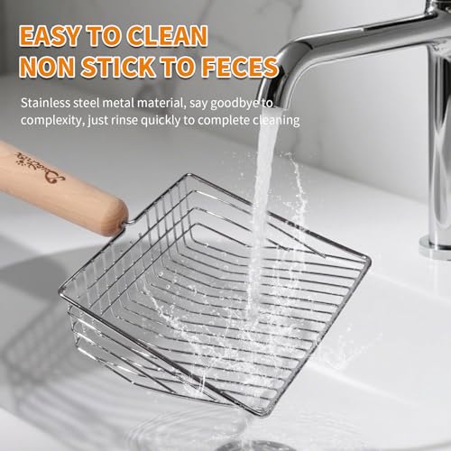 Cat Litter Scoop Metal Litter Scooper with Holder Cat Litter Scooper Kitty Litter Scoop Cat Poop Scooper Poop Scooper for Cat Litter Litter Box Scooper Metal