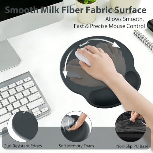 Mouse Pad and Keyboard Wrist Rest, 3-in-1 Gel Memory Foam Ergonomic Mouse Pad with Wrist Rest Set, Gaming Mousepad Arm Cushion Support for Computer Office Desk Accessories Cute Setup, Charcoal - color: Charcoal