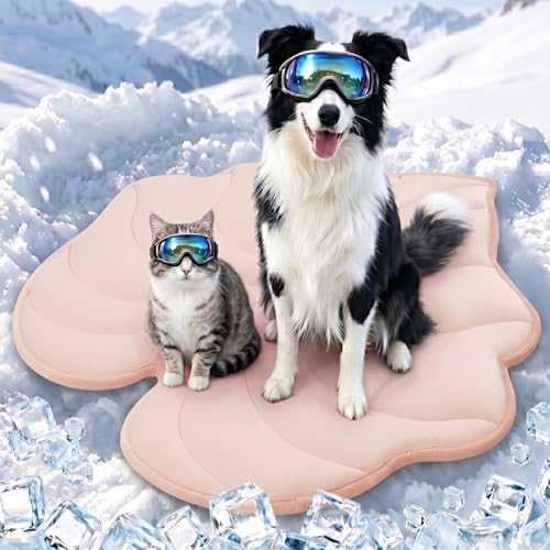 Dog Cooling Mat Washable Pet Cooling Mat, Self Cooling Mat for Dogs Large | 35" x 33", Thick Portable Foldable Cooling Pad for Indoor Outdoor, Crate, Travel, Camping and Beach - color: Light Pink, size: Medium