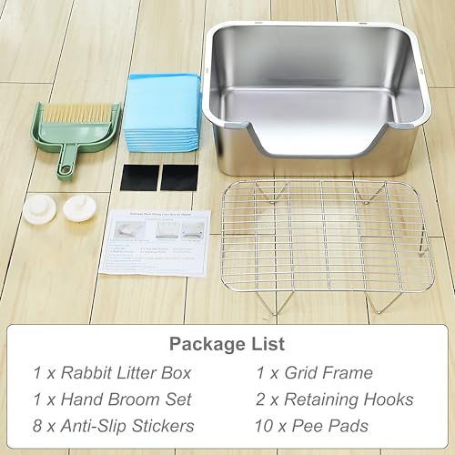 Stainless Steel Sifting Litter Box for Rabbit (M) - size: Medium