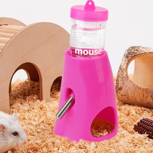 Hypeety Hamster Water Bottle with Hide Base No-Drip Water Dispenser, Pink | Leak-proof stainless steel nozzle, 2-in-1 with hideout , automatic feeder for hamsters/gerbils/mice, 2.71 fl oz/80ml, pink - color: Pink