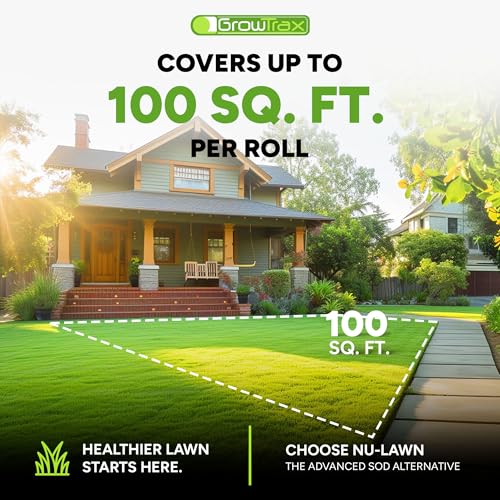 Growtrax Biodegradable Grass Seed Mat - 100 Sq Ft Year Round Green | Grass Seed for Lawns, Dog Patches & Shade, Just Water and Grow, No Fake or Artificial Grass - size: 803