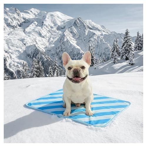 Cooling Mat for Dogs,Stylish Patterns,Self Cooling Indoor Outdoor | Instant Cooling,No Gel,100%Non-Toxic,Claw-Proof,Anti-Slip,Washable,for dog creat,dog bed,Blue M - color: Blue, size: 30"x20"(Medium)