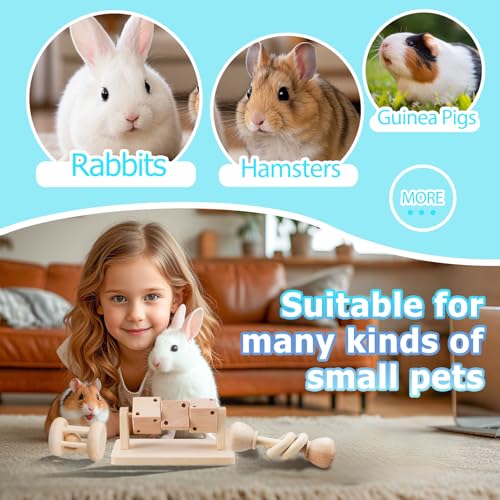 AOWPFVV Wooden Hamster Toys,Safe Rabbit Toys for Guinea Pigs | Small Animals,Chinchillas, Gerbils, Rats, Bunny,Rodents Teeth Care Toys for Cage