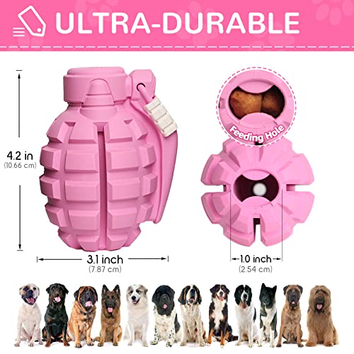 Dog Toys for Aggressive Chewers Large Breed, Fun to Chew (Pink) | German Shepherd, Indestructible Interactive Treat Dog Toys for Large Medium Breeds, Food Grade&Tough Rubber, Chase and Fetch - color: Pink