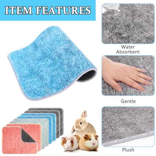 8 PCS Guinea Pig Cage Liner 16 x 12 Inch Reusable Fleece Bedding Mats Washable Pee Pads for Rabbit Hamster Chinchilla and Other Small Animal Cage Supplies (Green, Pink, Gray, Blue) - color: (Green, Pink, Gray, Blue) 8PCS