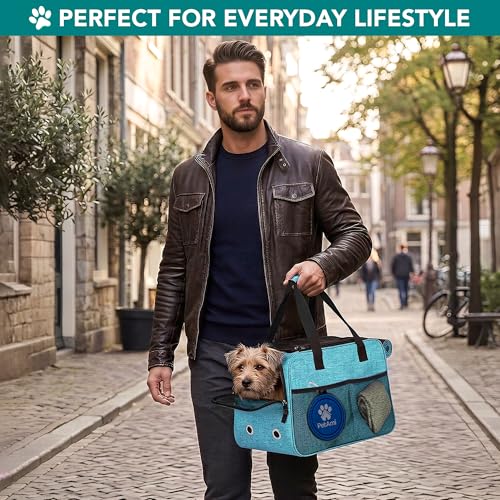PetAmi Dog Purse Carrier for Small Dogs Cats, TSA Airline Approved Soft-Sided Pet Carrier with Pockets, Ventilated Travel Tote Bag with Bed & Shoulder Strap, Puppy Kitten, Max 12 lbs, Turquoise - color: Turquoise