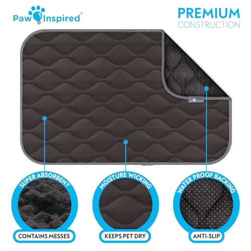 Paw Inspired Washable Padded Crate Mats for Dogs, Gray, 35x22 Inch | Fits 36-inch Kennels, Leakproof, Waterproof Bottom, Plush Dog Pad, Pet Bed - color: Gray, size: 36 Inch
