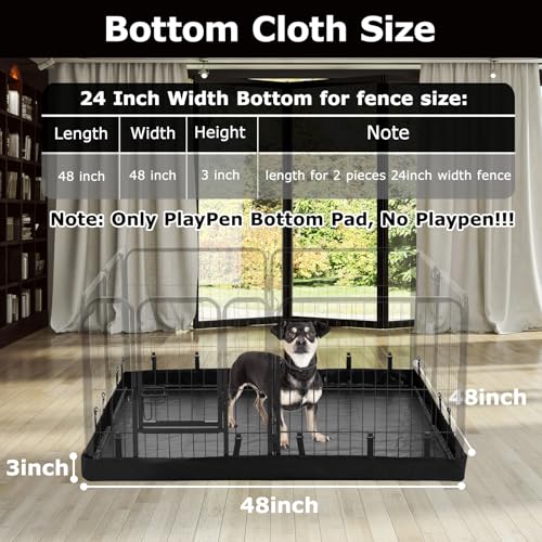 PJYuCien Square Playpen Bottom Pad for 24'' Width 8 Panel Pen, Black | Protect Floor, Easy to Move and Clean, Perfect for Puppy, Duck, and Other Small Animals, Hook Connect - style: 8-Panels 24.0"W