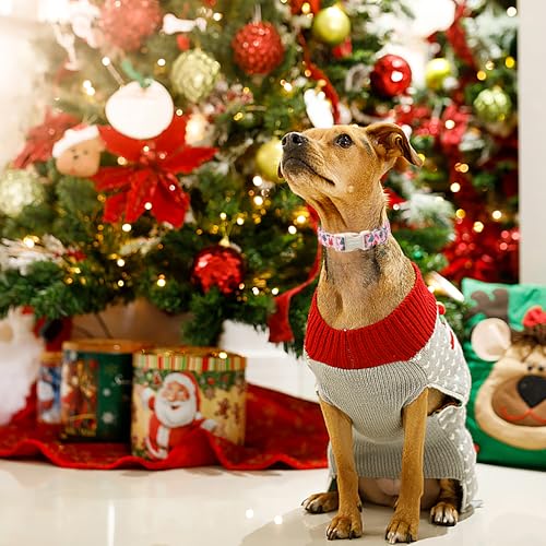 ARING PET Christmas Dog Collar, Cute Pink Christmas Tree Reindeer Santa Claus Pets Collars for Puppy Small Medium Large Girl Boy Dogs-M Size - color: Christmas-Pink Party, size: Medium
