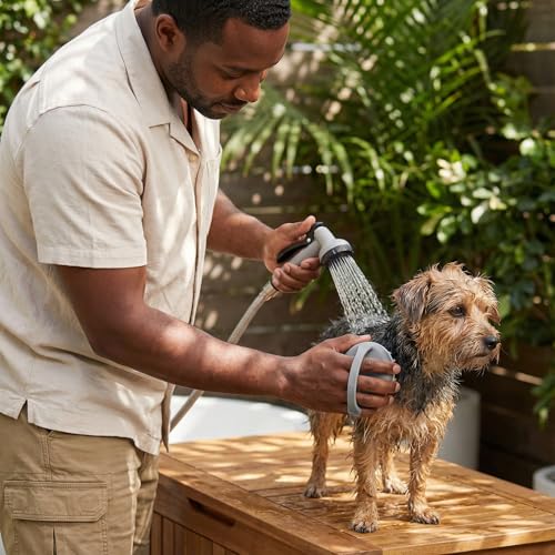 Dog Bath Brush, Gray Silicone Scrubber with Soft Spikes and Loop Handle for Shampooing, Compact Round Grooming Tool for Tub Sink or Shower Use