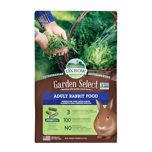 Oxbow Garden Select Adult Rabbit Food, High-Fiber Rabbit Pellets, USA, 4 Pound (Pack of 8) - size: 4 Pound (Pack of 8)