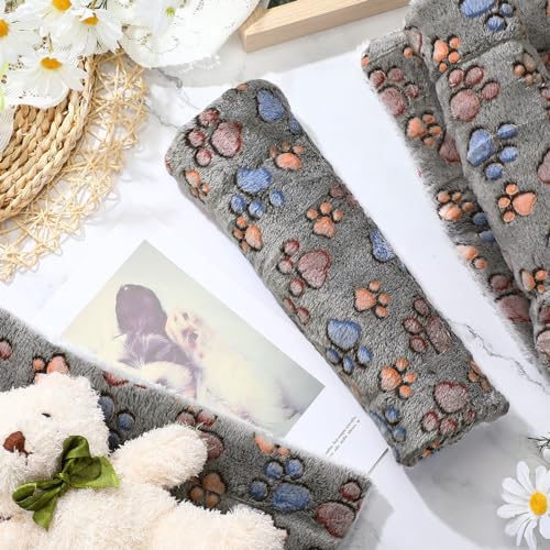 4 Pack Ultra Soft Dog Cat Bed Mat Small Animal Guinea Pig Bed with Cute Print Reversible Fleece Dog Crate Kennel Pad Cozy Washable Thickened Hamster Pet Beds Mat(21 x 14 Inches,Gray) - color: Gray, size: 21 x 14 Inches