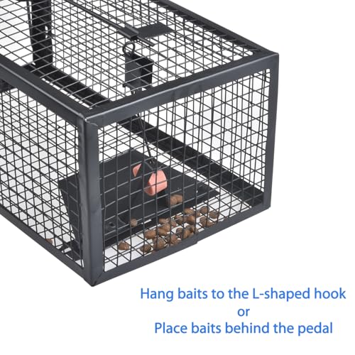 Gingbau Live Chipmunk Rat Trap Humane Vole Mouse Cage Trap - color: Black