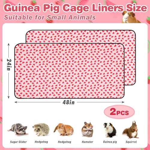 2 PCS Guinea Pig Cage Liner, Reusable Waterproof Guinea Pig Liner, Washable Small Animals Bedding, Super Absorbent Pet Pee Pads Guinea Pig Mats, Rabbit Mats for Cages (24 * 48 inch) - size: 24*48 inch 2pack