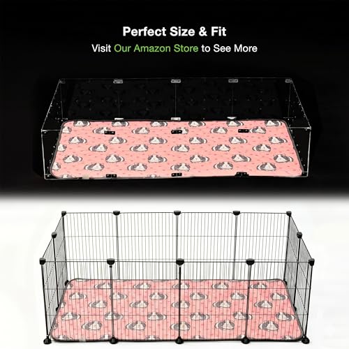 GuineaLoft™ Guinea Pig Cage Liner 2-Pack - Pink, 47" x 24" Reusable Washable Bedding, Absorbent & Waterproof Pee Pad for Model-A & C&C Cages, Rabbits, Dogs, Cats & Small Pets - color: Pink