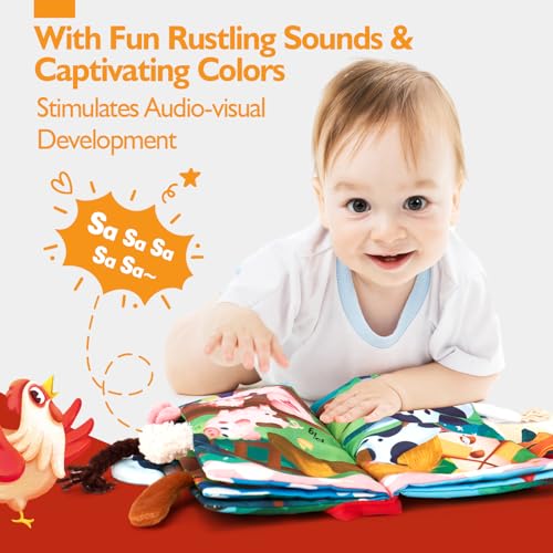hahaland Baby Books 0-6 Months, Infant Tummy Time Sensory Toys | Touch Feel Book Gifts for Boy Girl 0-3-6-12 Month Baby Shower Birthday Easter Basket Stuffers 1PCS - style: B - Farm - 1 Book