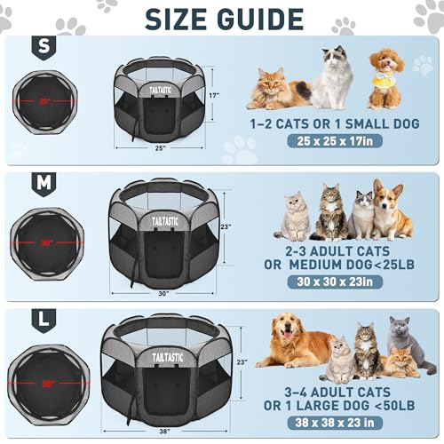 Portable Pet Playpen for Small Dogs & Cats, Foldable Puppy Safety Pen with Removable Zipper Top, Breathable Mesh Dog Delivery Room, Indoor Isolation Cage for Kittens/Rabbits (Light Grey, Small) - color: light grey, size: Small