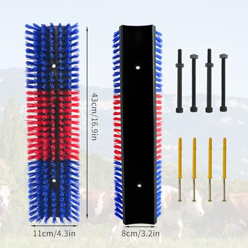 Livestock Scratch Brush With 8 Screws，Animal Back Scratching Brush for Cow,Cattle,Sheep, Horses,Pigs，Massage Grooming Tool(Blue, 2pcs) - color: Blue, size: 2pcs