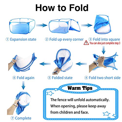 Rypet Guinea Pig Playpen Pop-Up, Outdoor Yard Fence for Small Pets,Blue | Breathable 360° Mesh View, Pops Open Fast, 47 x 15 in Play Space, Folds Flat for Travel, Rabbits Hamsters Hedgehogs - color: Blue, style: Open Top Playpen