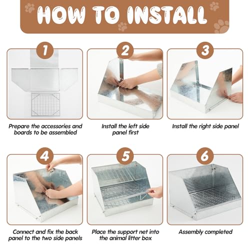 Maxcheck 1 Pack Rabbit Litter Box Bunny Potty Box Galvanized Steel Small Animal Litter-Box Galvanized Steel Corner Toilet with Grate Easy to Clean for Rabbit and Hens Nesting-Box (12.5×10×8inch)