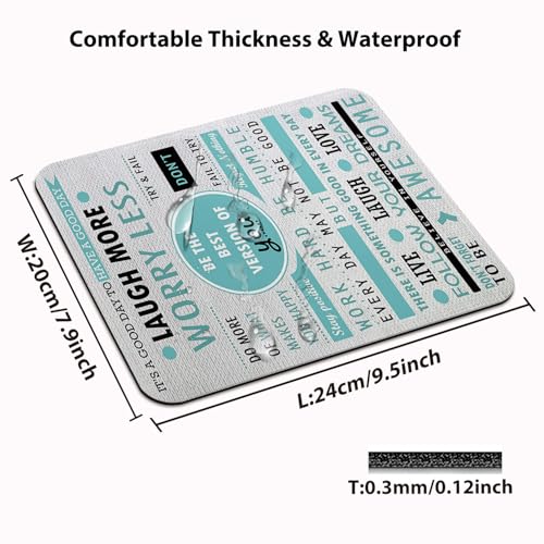 Laugh More Worry Less Be Awesome Mouse Pad, Inspirational Quotes Desk Mat | Positive Affirmations, Motivational Self Love, Be The Best Version Of You, 9.5"x 7.9", Cute Smooth Anti-Slip Teal Mousepad - color: Tea Green