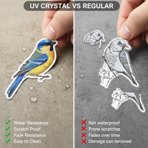 47pcs Bird Stickers for Bird Lovers - DIY Crafts and Stationery Decoration, Vivid UV Crystal Bird Decals for Scrapbook, Phone Case, Notebook and Daily Items - style: Bird Stickers