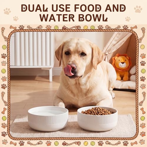 100oz Extra Large Ceramic Dog Bowl, Dog Food and Water Bowl | 8.7 Inch Heavy Weighted Non-slip Water Dish for Large Dogs, Non-tipping Big Porcelain Pet Bowl, Wide Mouth Easy to Clean