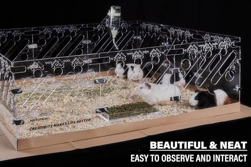 Acrylic Guinea Pig Cages - 3x3ft Small Animal Cage | DIY Extendable | Easy-to-Clean Disposable Bottom (Without Lid) - color: 3x3 ft Cage