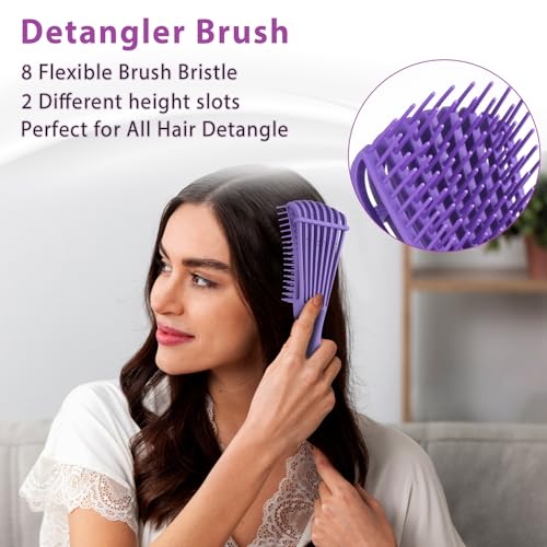 BRUSHZOO Hair Brush Set for Women All Hair Detangling Styling, Purple | Detangler brush,Hair Spray bottle,Teasing brush,Rat tail comb, for wet dry All hair,for women men kid - color: Purpe