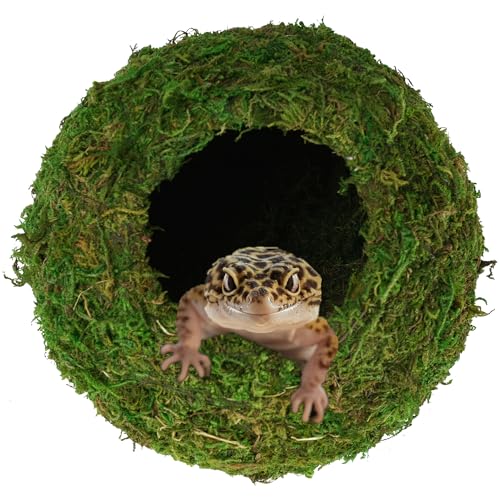 USMOLA Mossy Caves, Artificial Green Moss Caves Hide for Pet Reptile Frogs and Snakes, Terrarium & Vivarium Decor, Crested Gecko Tank Decor (4" - Woodland Green)