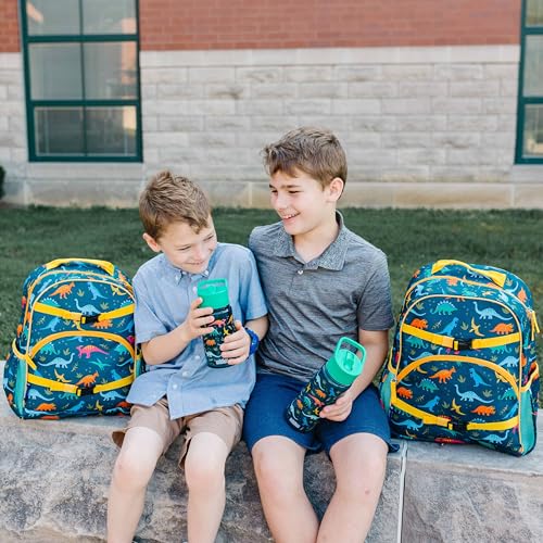Wildkin 16 oz Tritan Water Bottle Leakproof Straw Lid, Jurassic Dinosaurs | Lightweight Tritan, dishwasher safe, straw lid helps prevent leaks when closed, easy for little hands, ages 3+ - color: Jurassic Dinosaurs, size: 16 Ounces