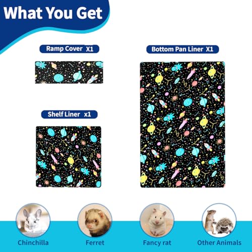 YKD Ferret Cage Liners for Ferret Nation & Critter Nation Cages | Waterproof Chinchilla Cage Accessories, Washable Bedding, for Ferrets, Chinchillas, Rats (Black, Bottom Pan Set) - size: Bottom Pan Set