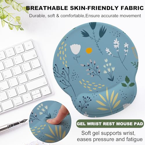 Flowers Mouse Pad with Gel Wrist Support, Smooth Surface Ergonomic Mouse pad, Non-Slip Pain Relief Desk Mat for Gaming, Work & Office Desktop 2 - color: Flowers 2