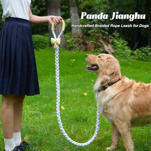 4FT Heavy Duty Braided Rope Dog Leash, Soft Cotton Design with Locking Clip for Medium & Large Dogs – Ideal for Walking & Training (Butterflies) - color: Butterflies