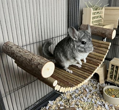 Chinchilla Wooden Suspension Bridge Platform Toy, Small Animal Climbing Toys for Chinchilla Hamsters Sugar Glider Squirrel Gerbils Rat and Other Small Animals