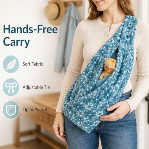 Adjustable Soft Fabric Pet Sling Carrier for Guinea Pig & Bearded Dragon, 15.7×7.1 Inch