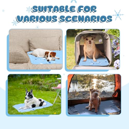 Nuanchu Dog Stroller Cooling Mat, Waterproof Gel Pet Cooling Pad for Summer, Washable Cat Sleeping Blanket, Portable Ice Gel Travel Mat for Cats, Crates, Car Seat(11.81 x 19.69 Inches,Sky Blue Bear) - size: 11.81 x 19.69 Inches, style: Sky Blue Bear