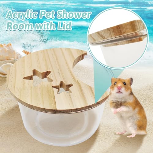 kathson Hamster Sand Bath Box Transparent Gerbil Bathroom & Digging Box Acrylic Small Animals Litter Box Syrian Hamster Dust Bath Container Cage Accessories for Mice Lemmings (Circle) - size: Circle