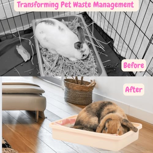 HoppScotch.bun Litter Box Liners, 22 pack Super Absorbent Carbon Odor Eliminator Rabbit Litter Pad Bags- Adhesive, Contactless Cage Liner (Charcoal, X-Large)