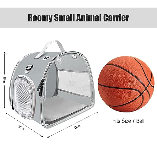 Small Animal Carrier Bag, Upgraded Portable Guinea Pig Carriers, Transparent Hamster Carrying Case, Reptile Rat Rabbit Bearded Dragon Hedgehog Carrier Bag for Travel, Hiking, Walking, Outdoor (Grey) - color: Grey