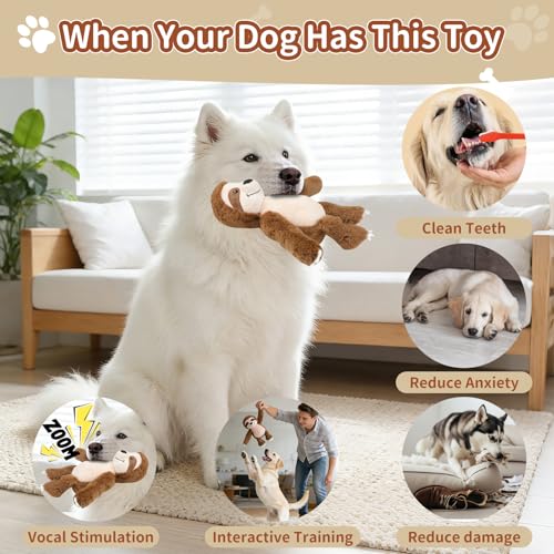 Squeaky Sloth Plush Dog Toy,Sturdy and Soft Stuffed Animal Toy,Interactive Chew Dog Toy,Keeps Them Busy,for Small Medium and Large Dogs Cute Pet Toys